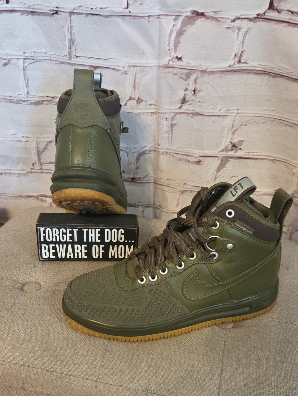 Nike Lunar Force 1 Duckboot shoes Olive Green High-Top Boots Size 9.5